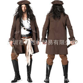 万圣节cosplay服装 虎克船长加勒比海盗服装 成人男海盗表