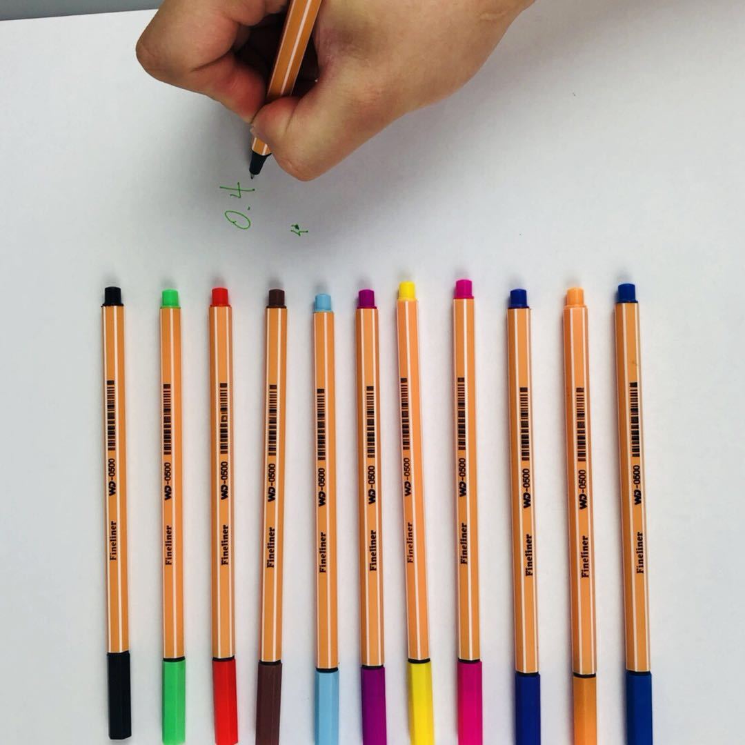 12色彩色 勾线笔 描边笔0.4mm针管笔纤维笔头手绘笔极细笔 签字笔|ms