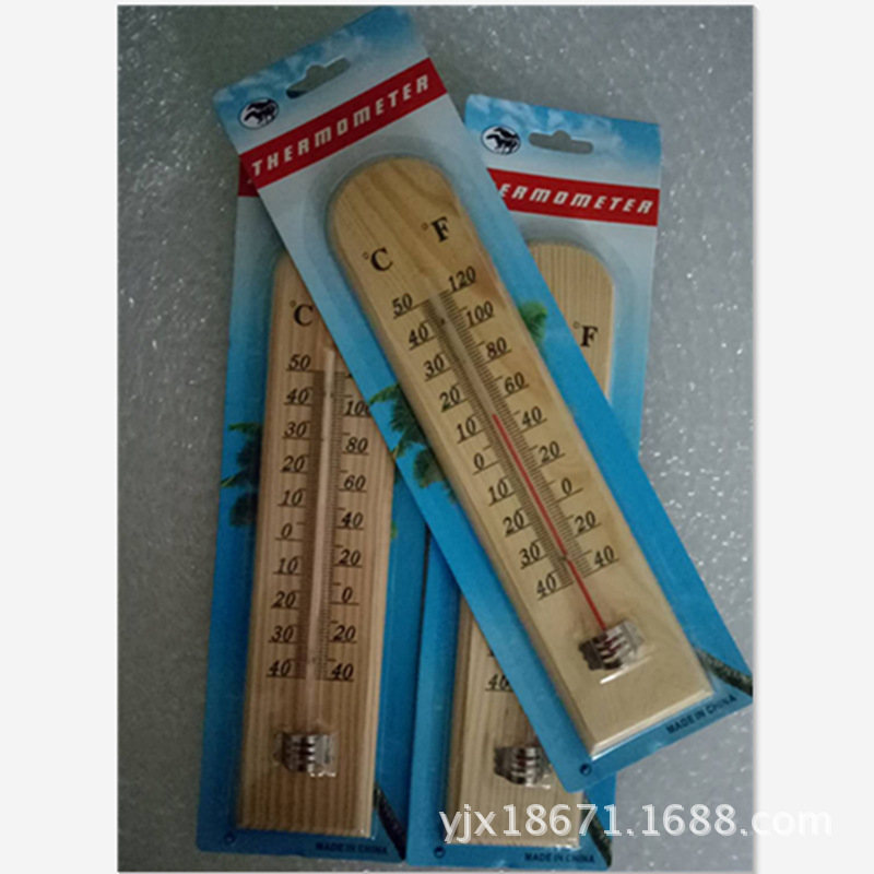 Wooden square thermometer for home use
