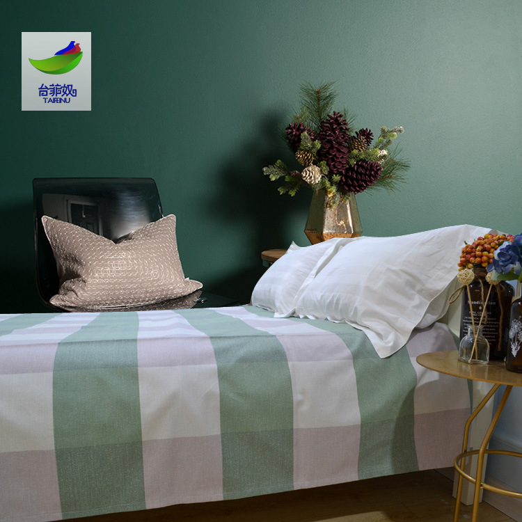 纯棉粗布床单格子印花单件三件套 北欧风夏凉加厚床单凉席