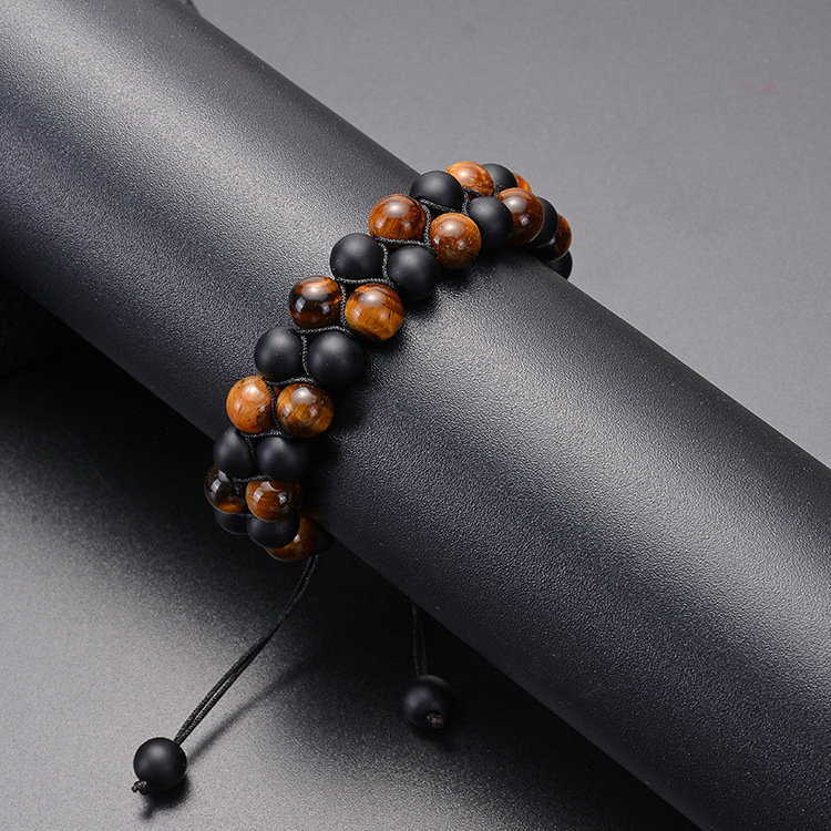 1 Piece Fashion Round Natural Stone Tiger Eye Beaded Knitting Men's Bracelets display picture 3