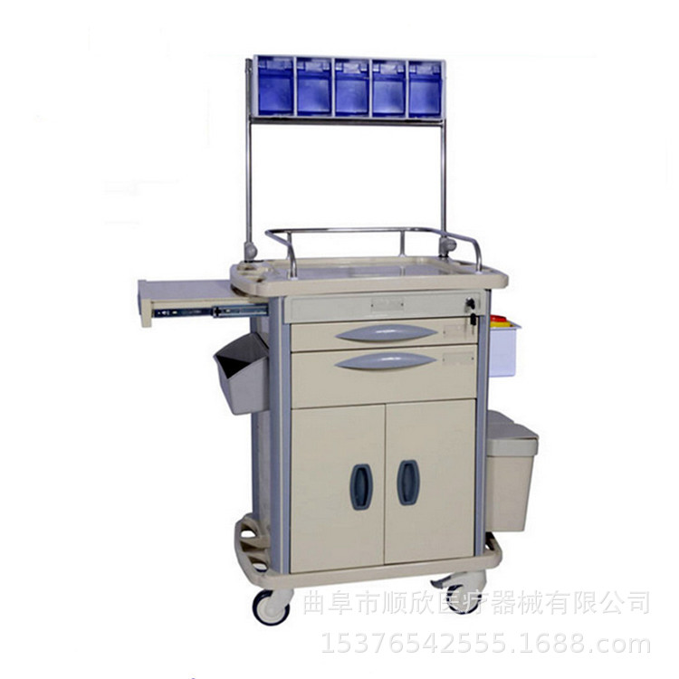 ABS静音急救车带复苏板小推车换药车送药车护理车塑料抢救车