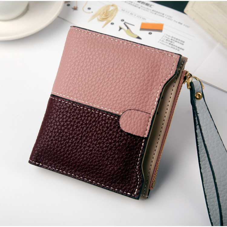 Fashion Color Block Embossing Square Zipper Hasp Small Wallet display picture 2