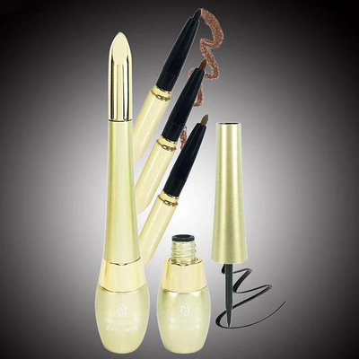 跨境新品恒芳双头金管眼线笔+眉笔防水不易晕染初学者硬头眼线液