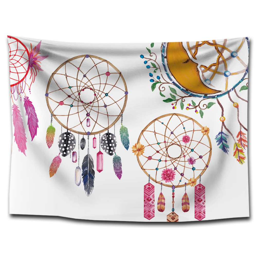 家訪禮品牆壁裝飾挂毯網紅背景圖廠家北歐風羽毛風鈴清新圖案挂毯