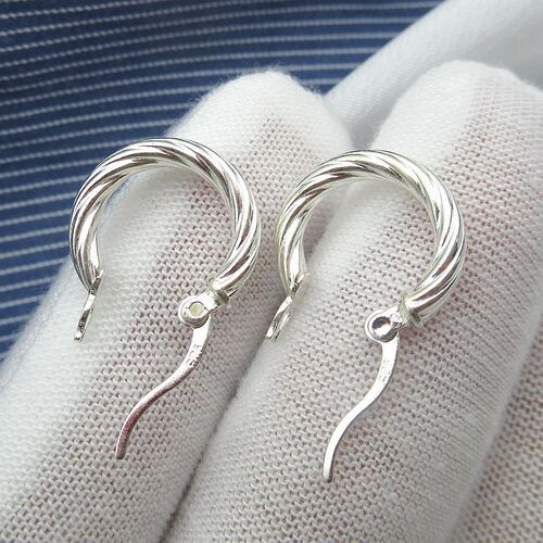 S925 sterling silver threaded earrings women's earrings Korean simple retro personality men's and women's hoop silver earrings versatile