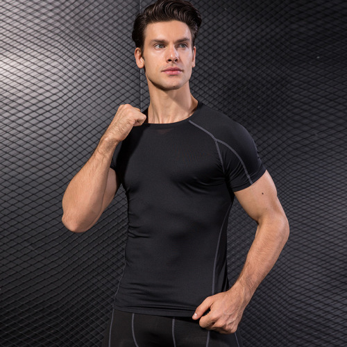 Men's PRO Tight Short Sleeve Top Fitness sports running training clothes stretch quick-drying short-sleeved T-shirt clothes