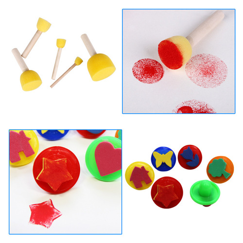 Cross-border painting 29 set kindergarten painting roller brush graffiti puzzle sponge seal brush children DIY brush
