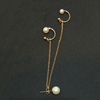 Fashionable earrings from pearl with tassels, chain, ear clips, Korean style, wholesale