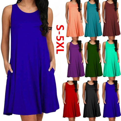 wishebay Western and European Summer and Autumn Crew Neck Blouse Dress T-shirt Dress Women