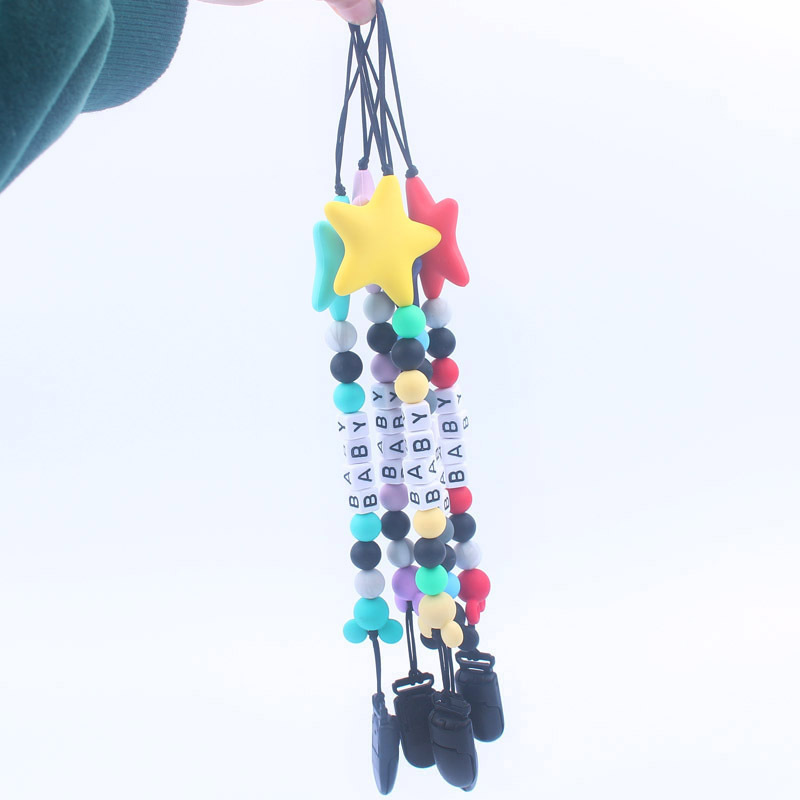 Suministros para bebés Cadena de chupete de silicona Baby Big Star juguete de silicona dientes molienda mordedor Comercio exterior Nuevo