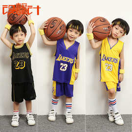 儿童湖人23号詹姆斯宝宝运动球衣团购比赛表演篮球服一件代发印制