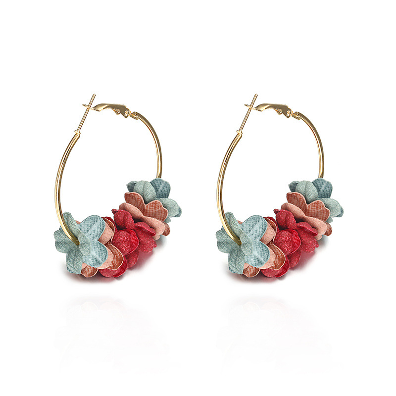 Korean Cloth Flower Alloy Earrings display picture 3