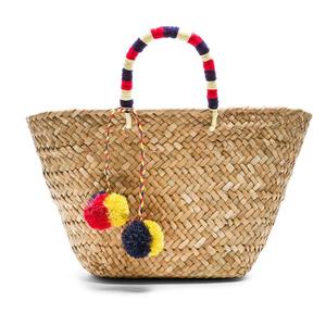 Water grass color ball beach portable straw bag