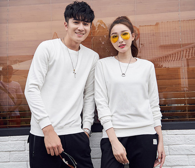 Autumn and winter thickening Plush keep warm T-shirts men and women lovers Sweater leisure time motion coat Base coat Printed logo