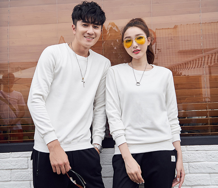 Autumn and winter thickening Plush keep warm T-shirts men and women lovers Sweater leisure time motion coat Base coat Printed logo