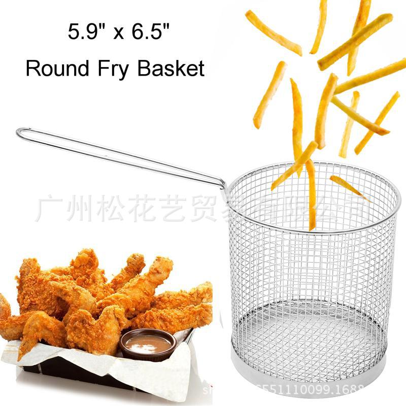Stainless Steel Frying Basket Colander Strainer Commercial Round Fried Blue Snack Basket Fried Chicken Wings Basket Food Basket