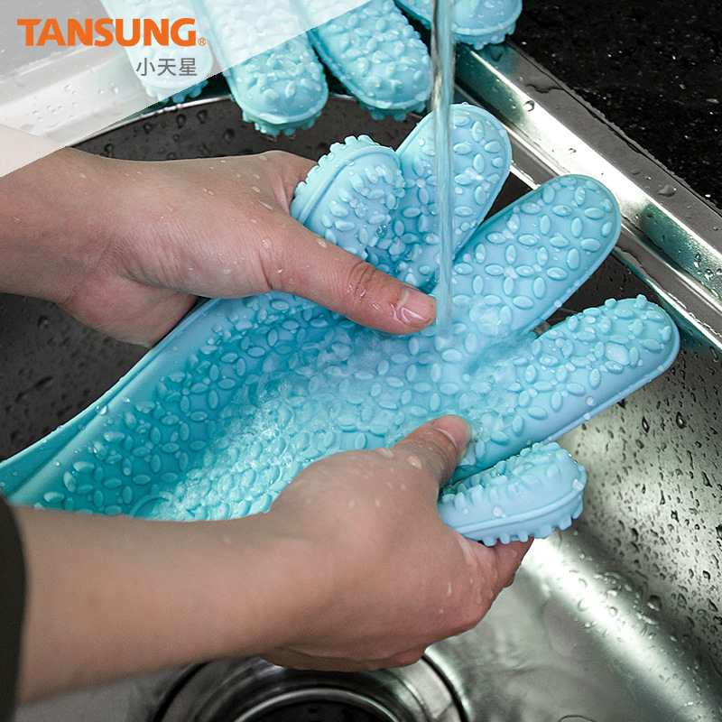 现货硅胶烘培工具 隔热硅胶手套 耐高温隔热烤箱微波炉手套批发