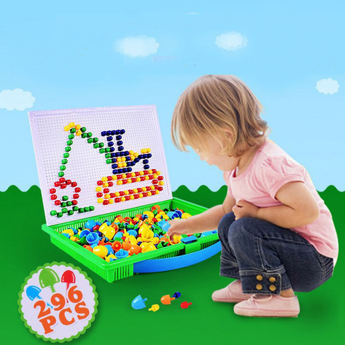 Cross-border Yiwu children's educational building blocks plug-in board kindergarten early education toy combination plug-in puzzle children's mushroom nail
