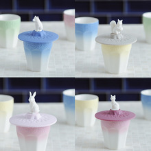 日本Francfranc杯盖创意卡通动物树墩陶瓷马克杯杯盖防尘硅胶盖子