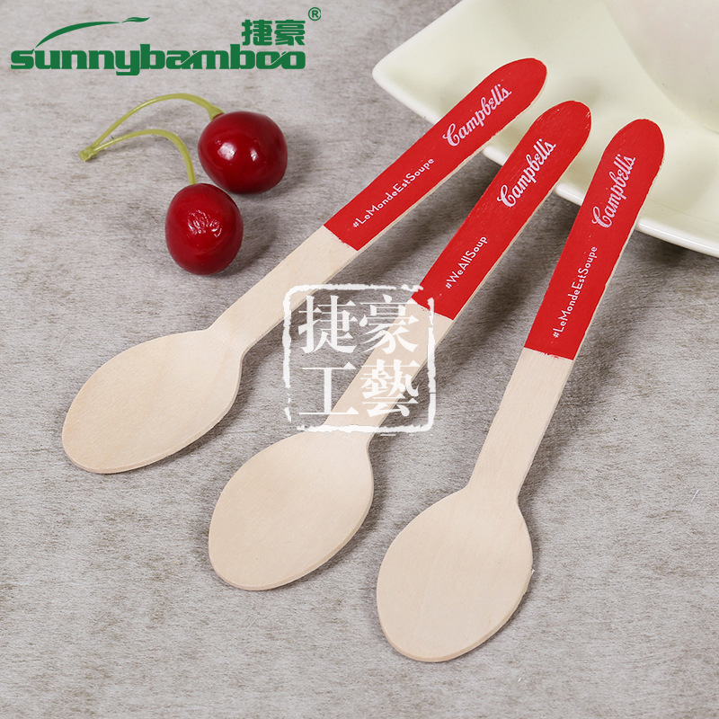 Handmade mixed-color disposable wooden spoons, cute custom-made disposable tableware, wholesale of outdoor travel wooden spoons detail image 4