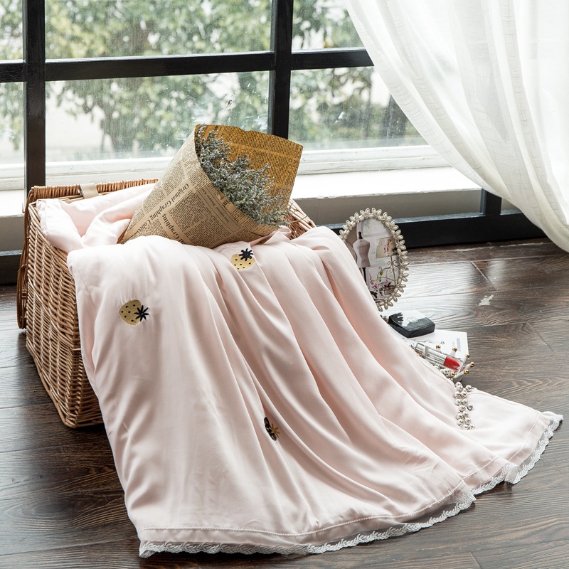 春夏新品 天丝莫代尔绣花夏被空调被夏凉被夏季薄被子批发