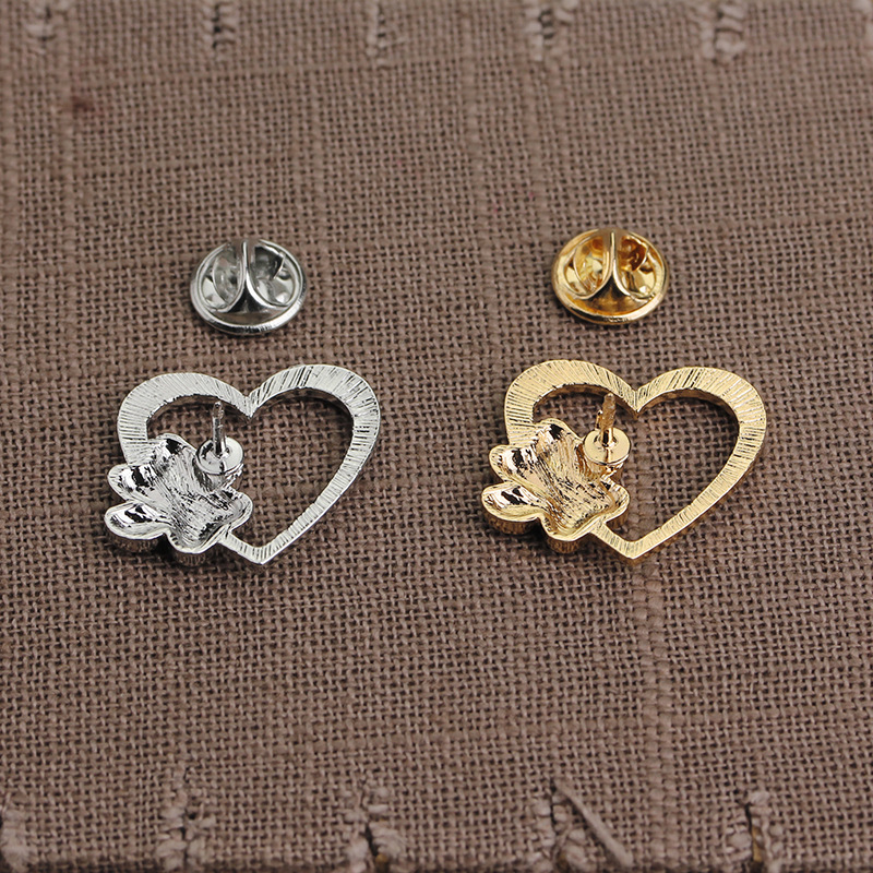 Heart Paw Print Brooch on Clothing