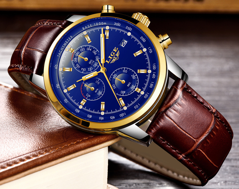 LIGE Watch Silver Brown