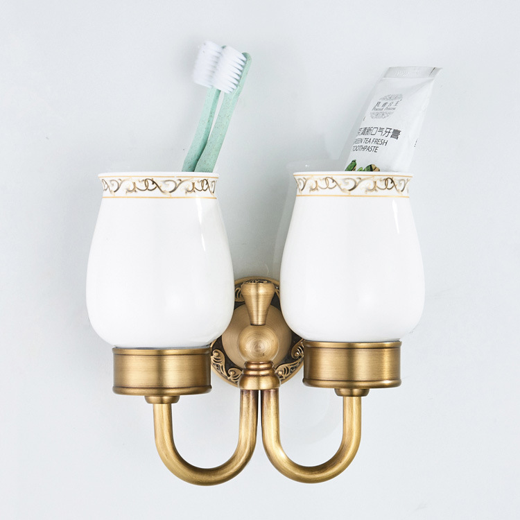 F8308 古铜色双杯架漱口杯架批发生产外贸卫浴五金挂件(3