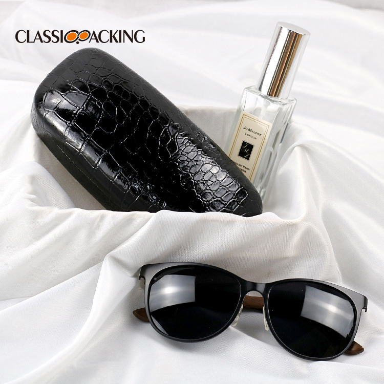 New High-End Crocodile Pattern Pu Leather Optical Glasses Case, Retro Fashion Sunglasses Case, Iron Box with Custom Logo