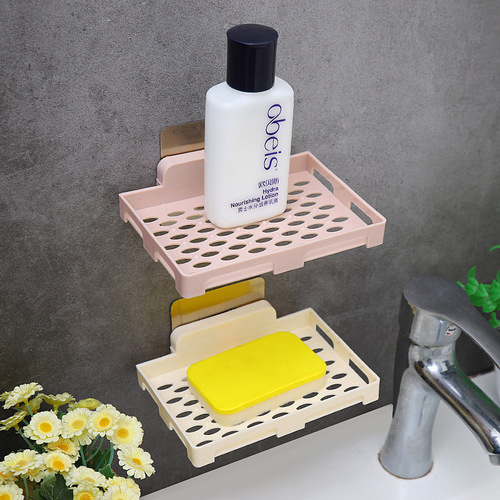 Bathroom Hole-Free Soap Rack Strong Adhesive Single Layer Drainage Storage Shelf Soap Box Soap Dispenser Direct Sale