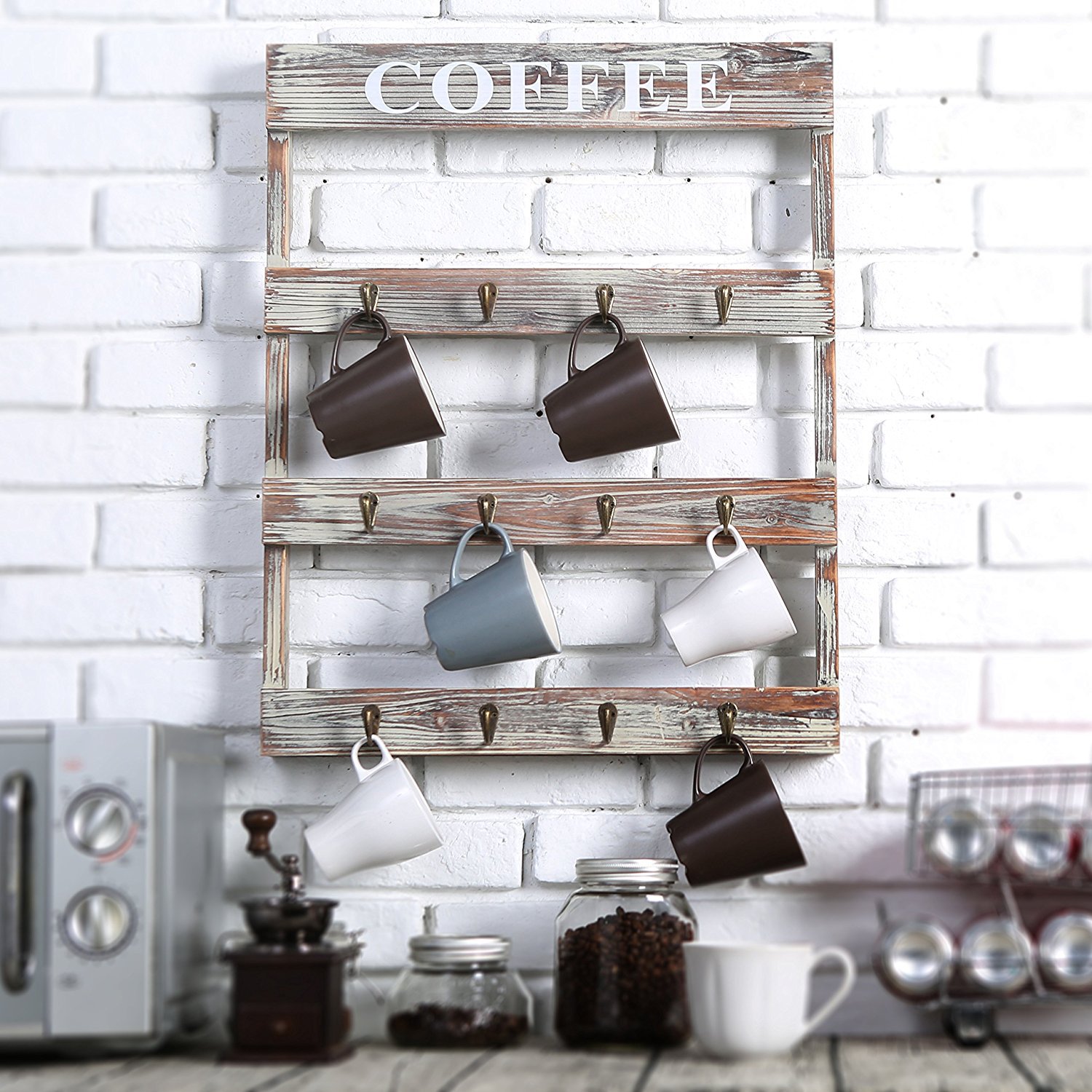 木质壁挂架子墙上置物收纳储物架茶水间厨房咖啡杯子挂架挂钩悬挂