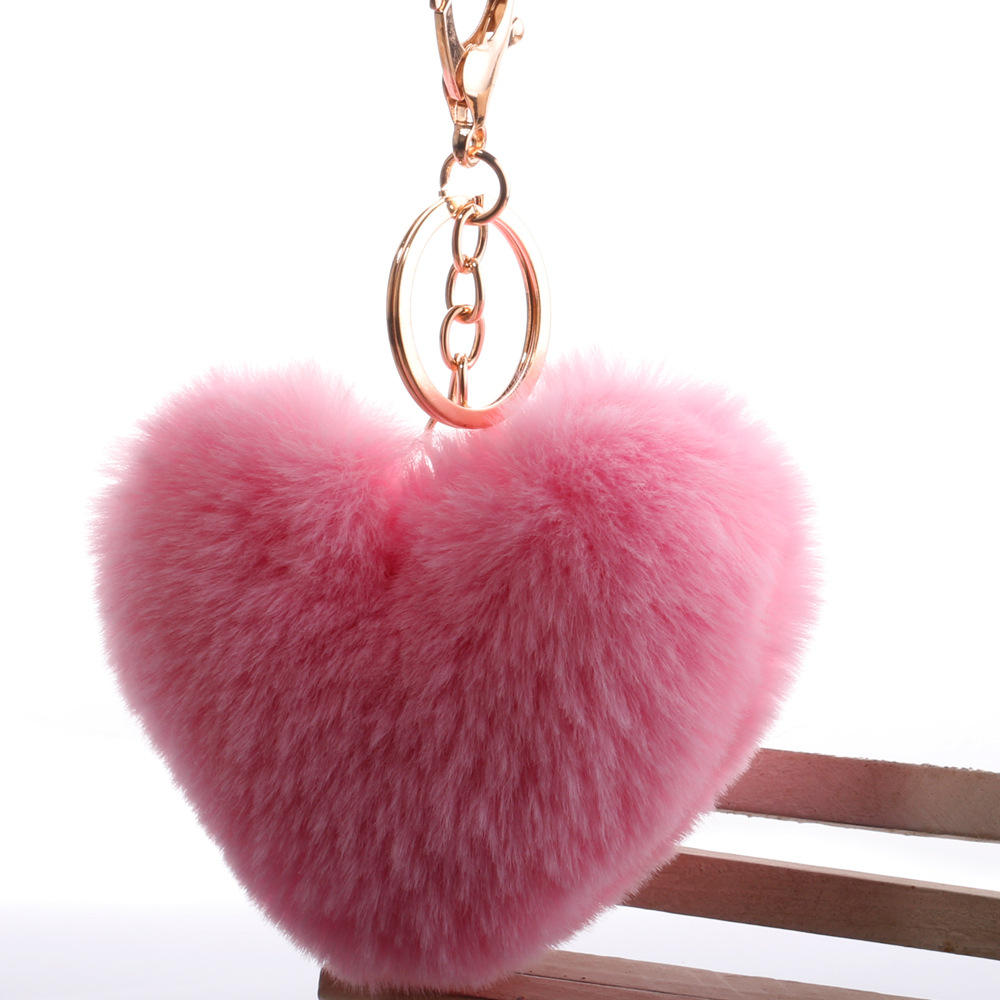 20g Weight Keychain Classification Plush, Metal Material Peach, Heart Pattern Unisex Gender Grey, Pink, Red, Green, Yellow, Black Color Peach Heart Keychain Plush Metal Unisex Keychain 4