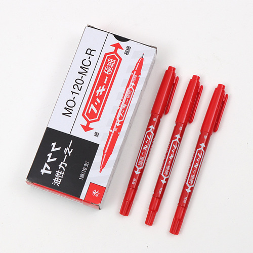 Oil-based marker small double-ended hook line art black blue red double-ended marker pen 10 pieces wholesale