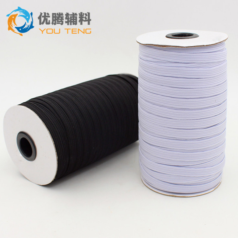 現貨直銷4-12MM黑白高彈力走馬松緊帶 桶裝袖套窄邊跑馬松緊織帶