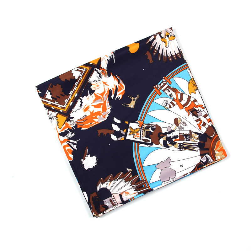 New Fashion Silk Scarf Print 130cm Twill Imitation Silk Square Scarf Travel Shawl Scarf display picture 5