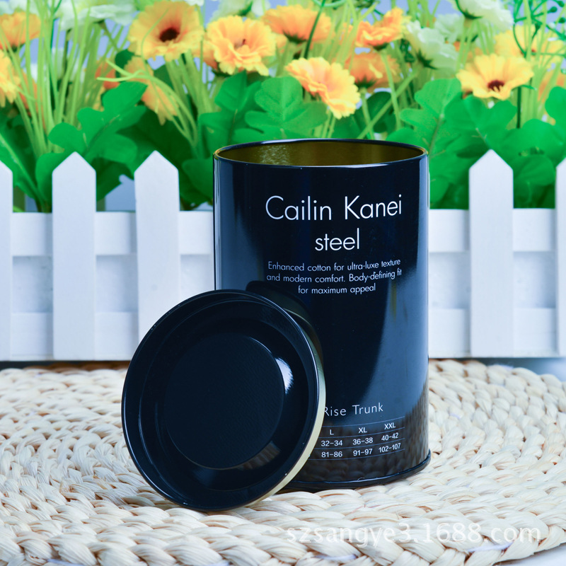 黑色卫裤罐供应商生产 通用马口铁包装罐 服装易拉罐厂家