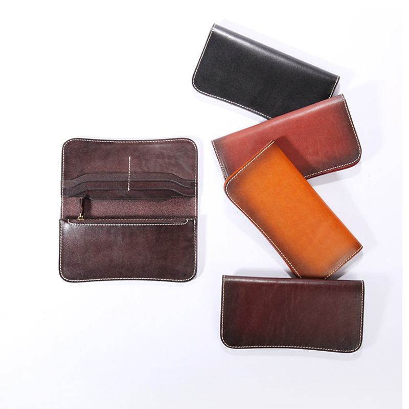 2020新款原创植鞣皮手工钱包头层牛皮长款真皮钱包手拿包广州工厂