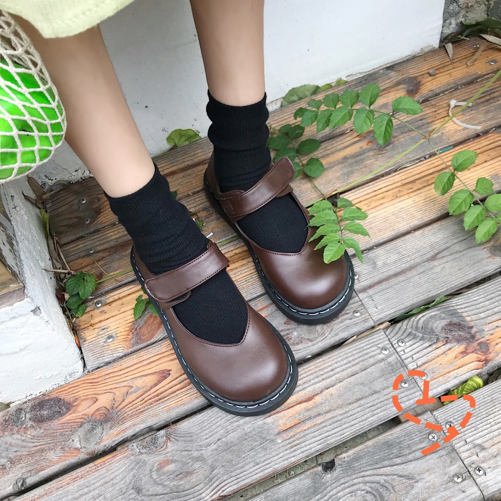 literature Retro Women's Shoes Flat bottom Mori girl solar system Mary Single shoes Low Round College wind leather shoes