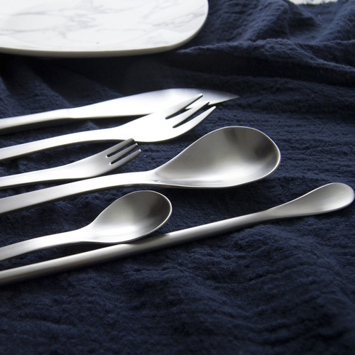 Restaurant 304 material brushed stainless steel cutlery, Japanese style home matte Western cutlery, fork and spoon tableware