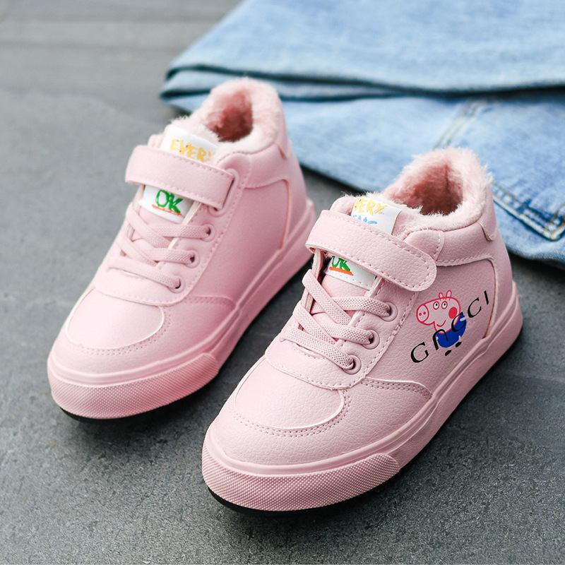 贝贝儿童防水保暖鞋2019冬季新款女童棉鞋公主鞋加绒板鞋皮短靴|ms