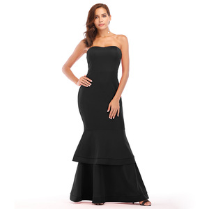 European American sexy dress shoulders mop long dress ball dress