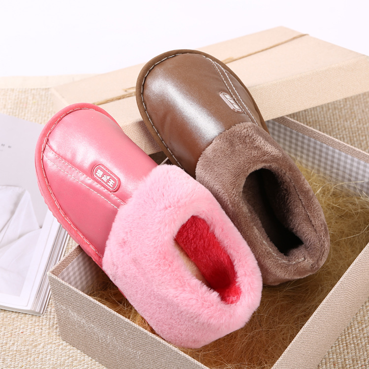 2019新款PU棉鞋防水保暖高毛口防滑皮质棉拖鞋冬季棉鞋厂家直销