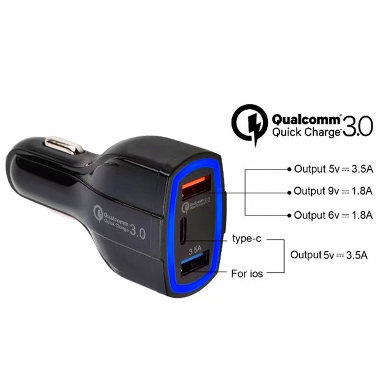 QC3.0 one to two mobile phone charger, dual USB fast charging, 3.1A cigarette lighter, car charging_voghion.com