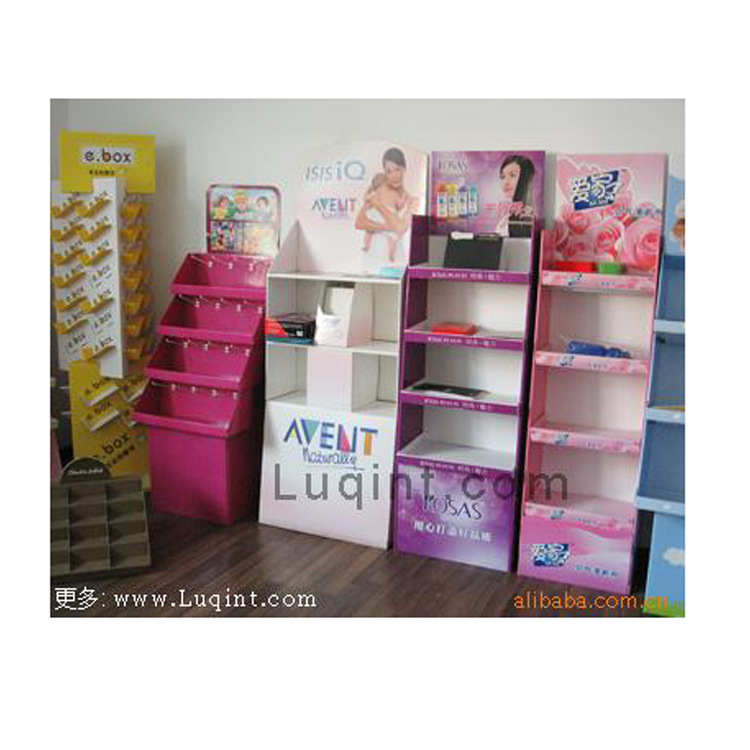 落地纸货架定制 超市地堆展示架 零食展示架