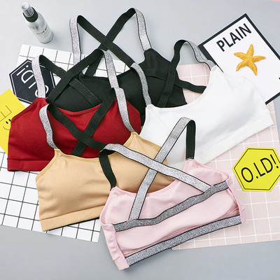 聚攏美背裹胸抹胸運動內衣女學生少女吊帶背心文胸無鋼圈短性感