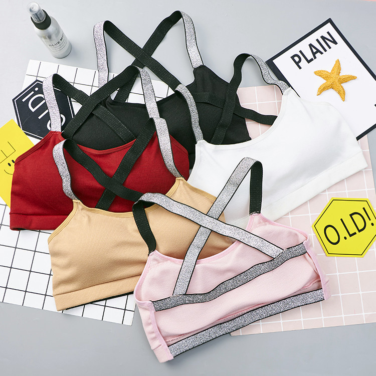 聚攏美背裹胸抹胸運動內衣女學生少女吊帶背心文胸無鋼圈短性感