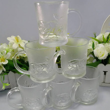 玻璃杯水杯马克杯六只装玫瑰杯六件套玻璃把杯喝水两只装彩盒