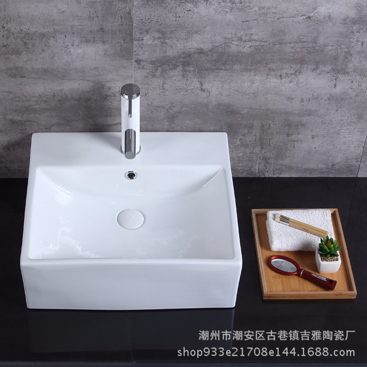 Comercio al por mayor de cerámica Jiya lavabo blanco mesa de cerámica lavabo cuarto de baño Mesa modelo 5575