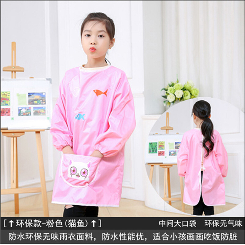 Impermeable abrigo de los niños logotipo personalizado impresión foto pintura ropa delantal hombres y mujeres manga larga comer